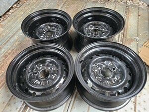 ナカテツ 14×7.5J+12&8.5J-3 4H114.3 ハブ径65mm 4本no.273 加工鉄チン 深リム スチール 加工てっちん