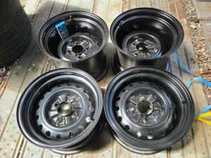 ナカテツ 14×8J+12&10J+12 4H114.3 ハブ径73mm 4本no.261 加工鉄チン 深リム スチール 加工てっちん