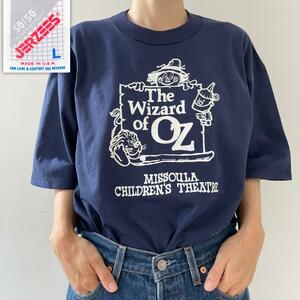 GF523 Tシャツ オズの魔法使い ムービーT キャラ 90s OZ 映画館 古着 ビンテージ L サイズ ジャージーズ タグ ブルーベリー色