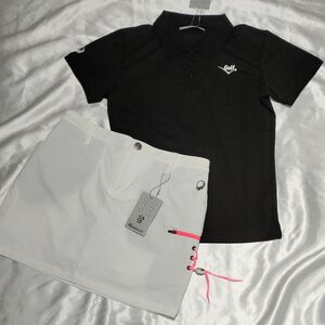 ラッセルノ　ゴルフ　インナーパンツ一体型スカート　ポロシャツ　　セットアップ　2サイズ　Lサイズ　ブラック　ホワイト　新品未使用　
