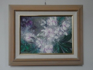 Art hand Auction Buy it now! Christmas Rose Poem Oil Painting Frame approx. 48 x 39 C33 x 24 cm, painting, oil painting, still life painting