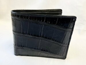 【CROCODILE】クロコダイルレザー ブラック 二つ折り財布 ウォレット 質屋ユニオン的場店 新品