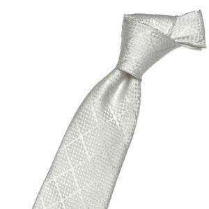 高級素材 絹100% 冠婚葬祭 礼装用ネクタイ FORMAL フォーマル アイボリー 白 美品 P144