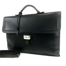 LOEWE ロエベ メンズ アナグラム ビジネスバッグ ブリーフケース 2way オールレザー 鍵付 シルバー 金具 A4　希少 通勤 大容量 黒 ブラック_画像1