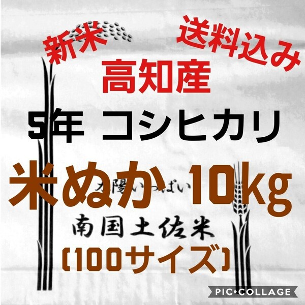 送料込み 令和5年産 高知県産 新米 米ぬか10㎏(袋込み)