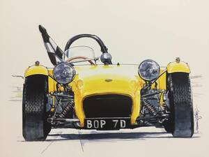 【正規品 絶版】Bowイラスト ロータス セブン Sr-3 カーマガジン 213 Lotus Seven Sr-3 アンティーク インテリア クラシックカー 旧車 絵