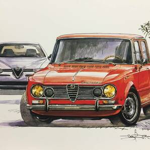 【正規品 絶版】Bowイラスト アルファロメオ ジュリア Ti スーパー カーマガジン 235 Alfa Romeo Giulia Ti Super クラシックカー 旧車 絵の画像1