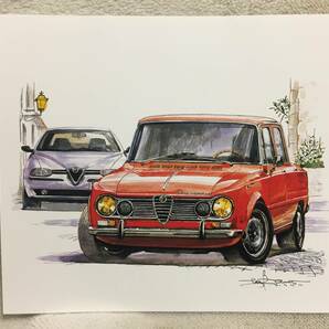 【正規品 絶版】Bowイラスト アルファロメオ ジュリア Ti スーパー カーマガジン 235 Alfa Romeo Giulia Ti Super クラシックカー 旧車 絵の画像2