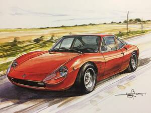 【正規品 絶版】Bowイラスト デ・トマソ ヴァレルンガ カーマガジン 243 DeTomaso vallelunga アンティーク クラシックカー 旧車 絵