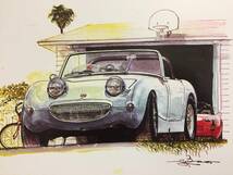 【正規品 絶版】Bowイラスト オースチン ヒーレー スプライト Mk-Ⅰカーマガジン 257 Austin Healey Sprite Mk-Ⅰ クラシックカー 車 絵_画像1