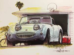 【正規品 絶版】Bowイラスト オースチン ヒーレー スプライト Mk-Ⅰカーマガジン 257 Austin Healey Sprite Mk-Ⅰ クラシックカー 車 絵