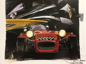 【正規品 絶版】Bowイラスト ロータス セブン Sr-3 カーマガジン 276 Lotus Seven Sr-3 アンティーク インテリア クラシックカー 旧車 絵