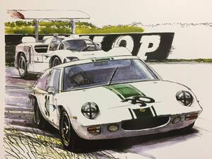 【正規品 絶版】Bowイラスト ロータス 47GT カーマガジン 278 Lotus 47GT アンティーク クラシックカー 旧車 絵