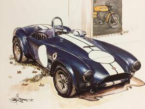 【正規品 絶版】Bowイラスト シェルビーコブラ427 カーマガジン 271 Shelby Cobra 427 アンティーク インテリア クラシックカー 旧車 絵