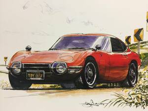 【正規品 絶版】Bowイラスト トヨタ2000GT カーマガジン 228 Toyotai 2000GT アンティーク インテリア クラシックカー 旧車 絵