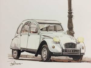 【正規品 絶版】Bowイラスト シトロエン 2CV6 クラブ カーマガジン 102 Citroen 2CV6 Club クラシックカー 旧車 絵