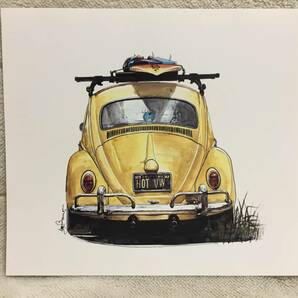 【正規品 絶版】Bowイラスト フォルクスワーゲン ビートル カーマガジン 69 VW Beetle アンティーク クラシックカー 旧車 絵の画像2