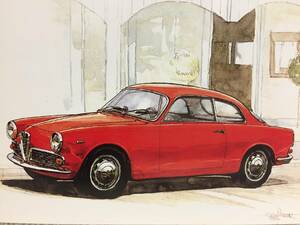 【正規品 絶版】Bowイラスト ポストカード アルファロメオ ジュリエッタ スプリント ベローチェ AlfaRomeo Giulietta Sprint Veloce 葉書