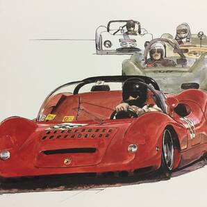 【正規品 絶版】Bowイラスト アバルト 1000SP カーマガジン 82 Abarth 1000SP アンティーク インテリア クラッシックカー旧車 絵の画像1