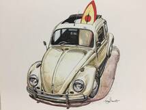 【正規品 絶版】Bowイラスト フォルクスワーゲン ビートル カーマガジン 39 VW Beetle アンティーク クラシックカー 旧車 絵_画像1