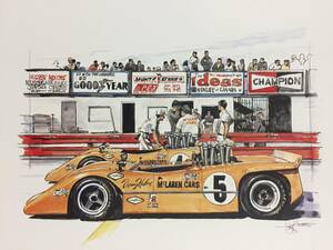 【正規品 絶版】Bowイラスト マクラーレン M8 カーマガジン 129 Mclaren M8 アンティーク インテリア クラシックカー 旧車 絵