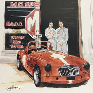 【正規品 絶版】Bowイラスト MG-A レーシング カーマガジン 77 MG-A Racing アンティーク インテリア クラシックカー 旧車 絵の画像1