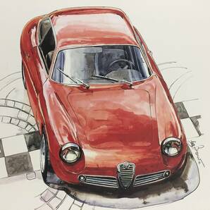 【正規品 絶版】Bowイラスト アルファロメオ ジュリエッタ SZ カーマガジン 40 Alfa Romeo Giulietta SZ クラシックカー 旧車 絵の画像1