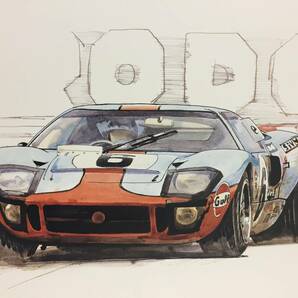 【正規品 絶版】Bowイラスト フォード GT40 カーマガジン 109 Ford GT40 アンティーク インテリア クラシックカー 旧車 絵の画像1