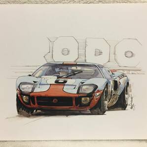 【正規品 絶版】Bowイラスト フォード GT40 カーマガジン 109 Ford GT40 アンティーク インテリア クラシックカー 旧車 絵の画像2