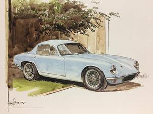 【正規品 絶版】Bowイラスト ロータス エリート Sr-2 カーマガジン 111 Lotus Elite Sr-2 アンティーク クラシックカー 旧車 絵