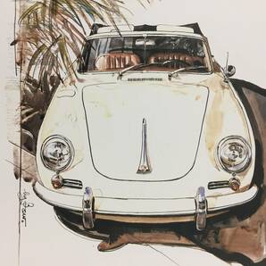 【正規品 絶版】Bowイラスト ポルシェ356C カブリオレ カーマガジン 61 Porsche 356C Cabriolet アンティーク クラシックカー 旧車 絵の画像1