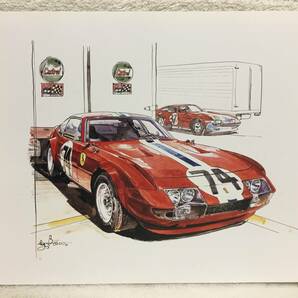 【正規品 絶版】Bowイラスト フェラーリ365 GTB4 カーマガジン 62 Ferrari 365 GTB4 アンティーク クラシックカー 旧車 絵の画像2