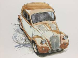 【正規品 絶版】Bowイラスト フィアット500 トリポリーノ カーマガジン 63 Fiat 500 Topolino アンティーク クラシックカー 旧車 絵