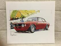 【正規品 絶版】Bowイラスト アルファロメオ ジュリア スプリント GT カーマガジン 29 AlfaRomeo Giulia Sprint GT 旧車 絵_画像2