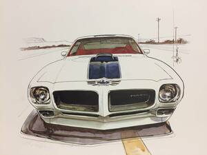 【正規品 絶版】Bowイラスト ポンテアック ファイヤーバード トランザム カーマガジン 113 Pontiac Firebird Trans-Am 455HO 旧車 絵