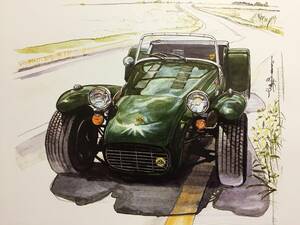 【正規品 絶版】Bowイラスト ロータス セブン Sr-3 カーマガジン 241 Lotus Seven Sr-3 アンティーク インテリア クラシックカー 旧車 絵