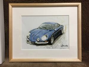 【新品 正規品】Bow 池田和弘 イラスト 直筆サイン アルピーヌルノーA110 Alpine Renault 額204×254mm Collection イラスト クルマ 旧車 