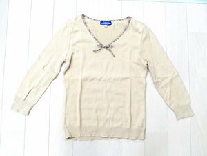 バーバリー ブルーレーベル ★ カットソー ★ ノヴァチェックリボン付き ★ ベージュ ★ Burberry