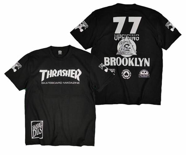 半袖Tシャツ スラッシャー ストリート系 THRASHER ロック スケードボード スケーター バイク 黒 XL 