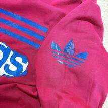 W941■USA製古着★80sヴィンテージ!/adidasアディダス★赤ピンク/ロゴ&トレフォイル★長袖Tシャツ■US XL_画像7