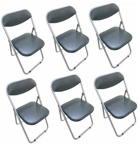【6脚セット】折りたたみパイプ椅子　ブラック　会議椅子　パイプチェア　業務椅子　折り畳み椅子　パイプイス　折りたたみ　会議用　簡易