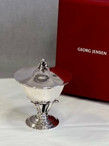 [Дорога] Георг Дженсен чаша с крышкой 17c Серебряные ножки с серебряными ногами серебряные 925 /стерлинги 302,5 г
