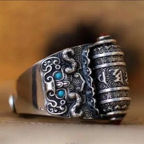 チベット リング シルバーカラー 蔵銀 20号 指輪
