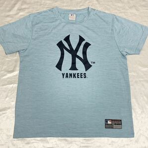 【送料無料 値下げ交渉歓迎】MLBニューヨークヤンキース公式 半袖Tシャツ LL 水色 ビッグロゴ 古着青イチロー松井アメリカUSA野球メジャー