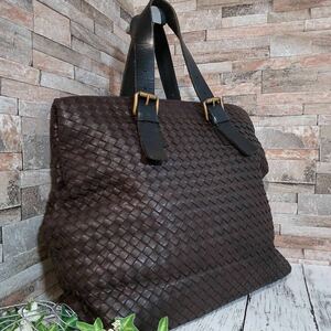 1円【定価50万！未使用級】BOTTEGA VENETA ボッテガヴェネタ ビジネスバッグ トートバッグ レザー イントレチャート ブラウン 正規品