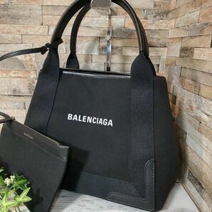 1円 【完全未使用！】BALENCIAGA バレンシアガ カバス トートバッグ ハンドバッグ レザー キャンバス ブラック 黒 ポーチ付き 1スタの画像1