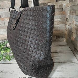 1円【ほぼ未使用！入手困難】BOTTEGA VENETA ボッテガヴェネタ ビジネスバッグ トートバッグ ローマ レザー イントレチャート ブラウン系の画像4