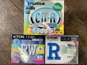 【1円スタート】FUJIFILM CD-R キャンバスレーベル CD-R70020PCVM 20枚 TDK CDRW カラーミックス CDRW80X10CCS CD-R CDR80PWX10Aセット⑥