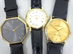 ジャンク 3点セット まとめて YSL イヴサンローラン 2720-272412 バーバリー 6000L ユニバーサルジュネーブ クォーツ 腕時計