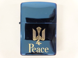 2007年製 ZIPPO ジッポ Peace ピース ブルーチタン 青 オイル ライター USA